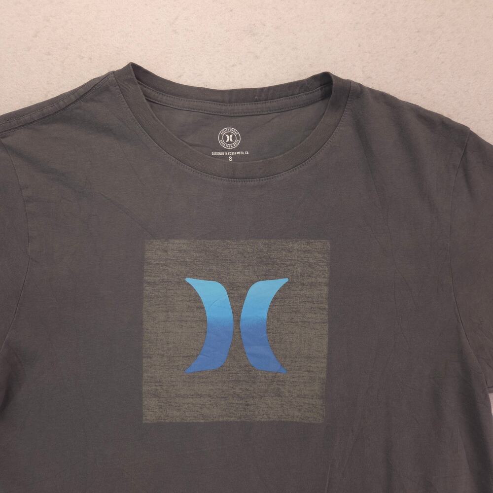 Hurley Casual Crew Neck Short Sleeve Graphic T-Shirt Mens Size S Gray Blue